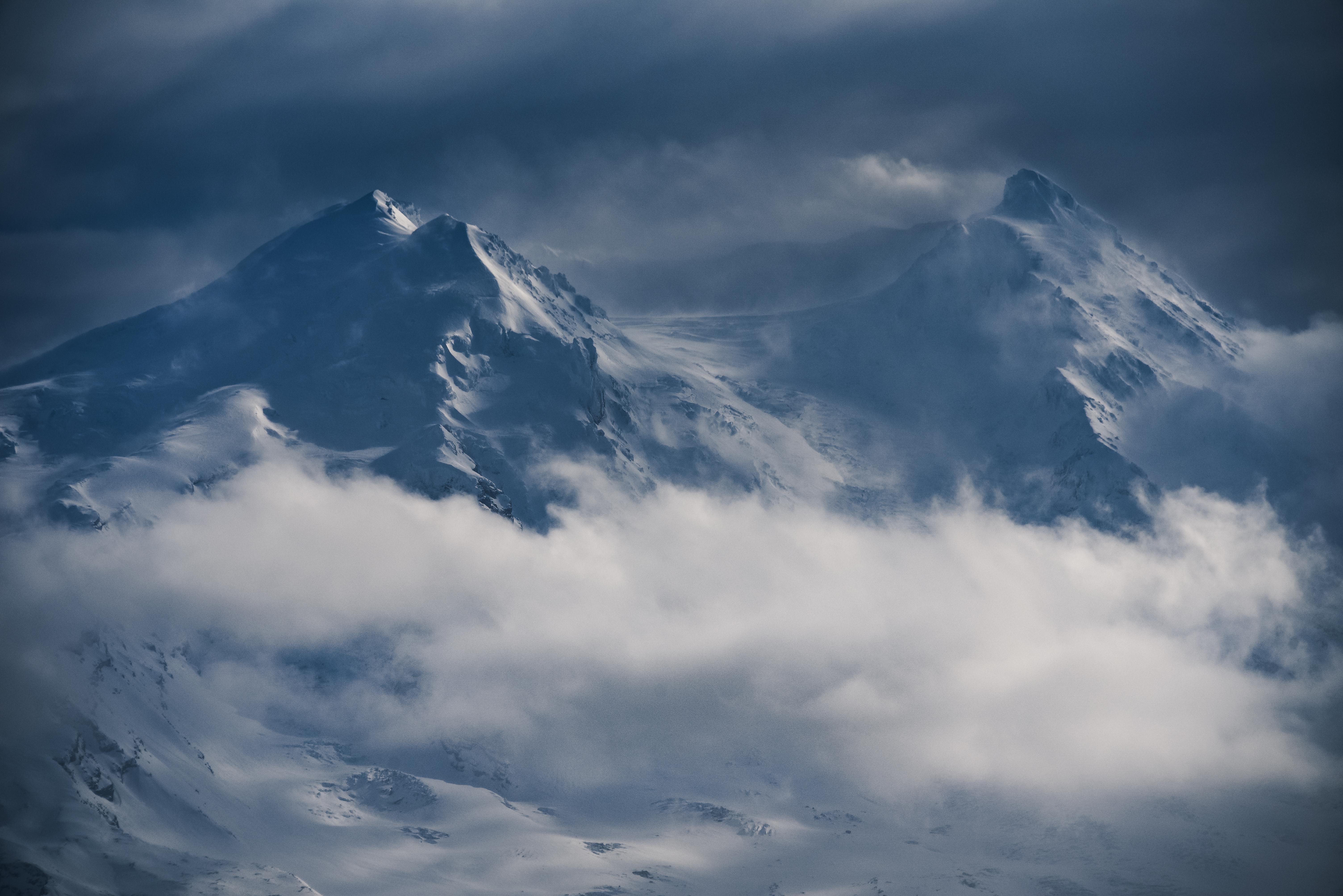 Snowy Mountains, Winter Landscape, Mountain Peaks, Cloudscape Wallpaper in 5K resolution (6016x4016) Snowy Mountains, Winter Landscape, Mountain Peaks, Cloudscape 5K Wallpaper Background (6016x4016)