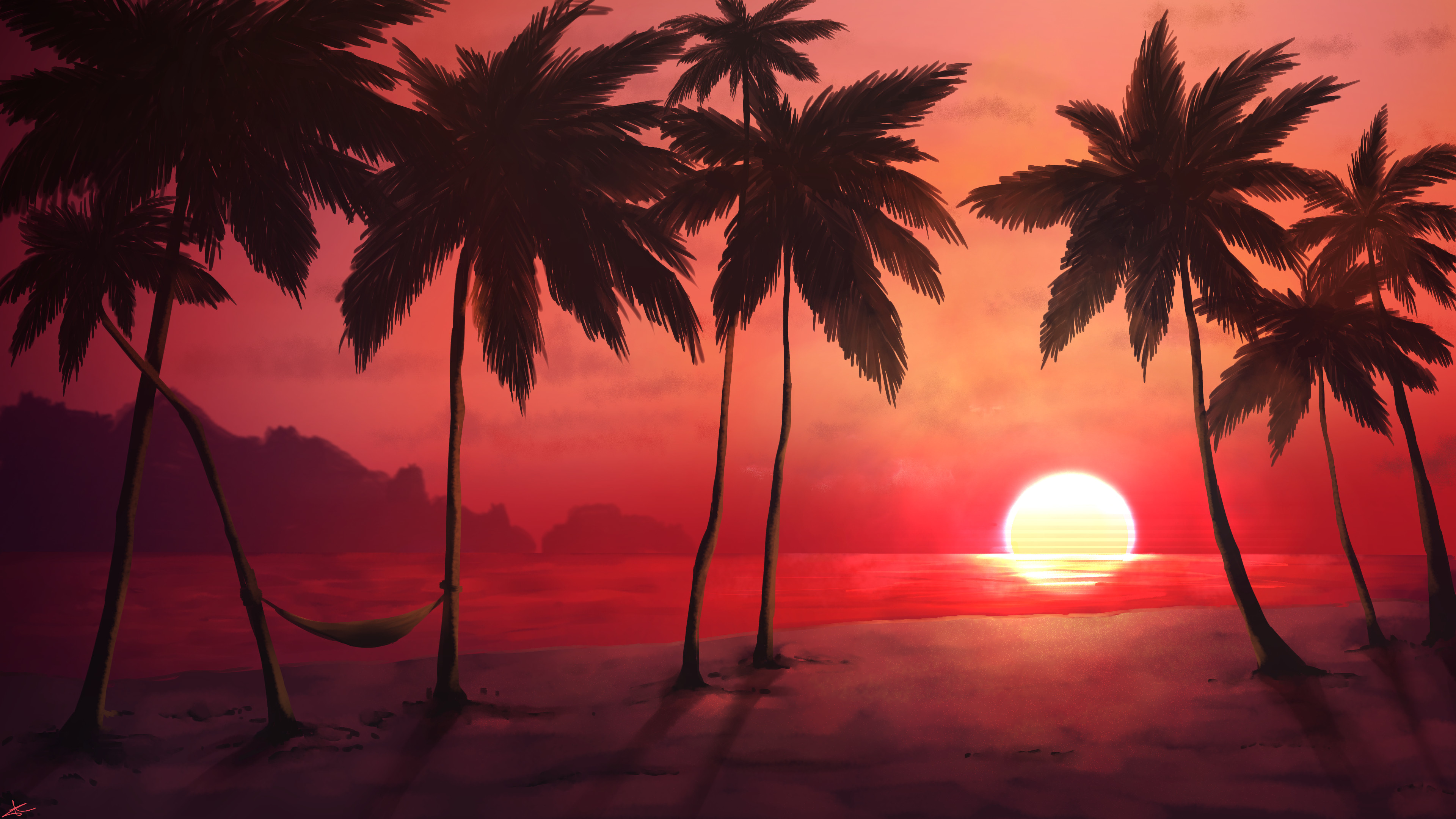 Summer, Trees, Palm Trees, Dark, Dusk 4K Wallpaper A Stunning Summer, Trees, Palm Trees, Dark, Dusk 4K Desktop and Mobile Wallpaper Background (3840x2160)