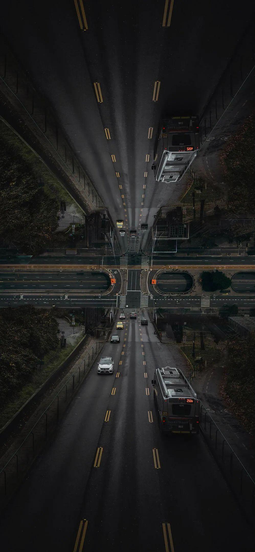 Surreal Symmetrical City Highway - iPhone Background Surreal Symmetrical City Highway - Surreal Photo Manipulation iPhone Wallpaper (997x2160)