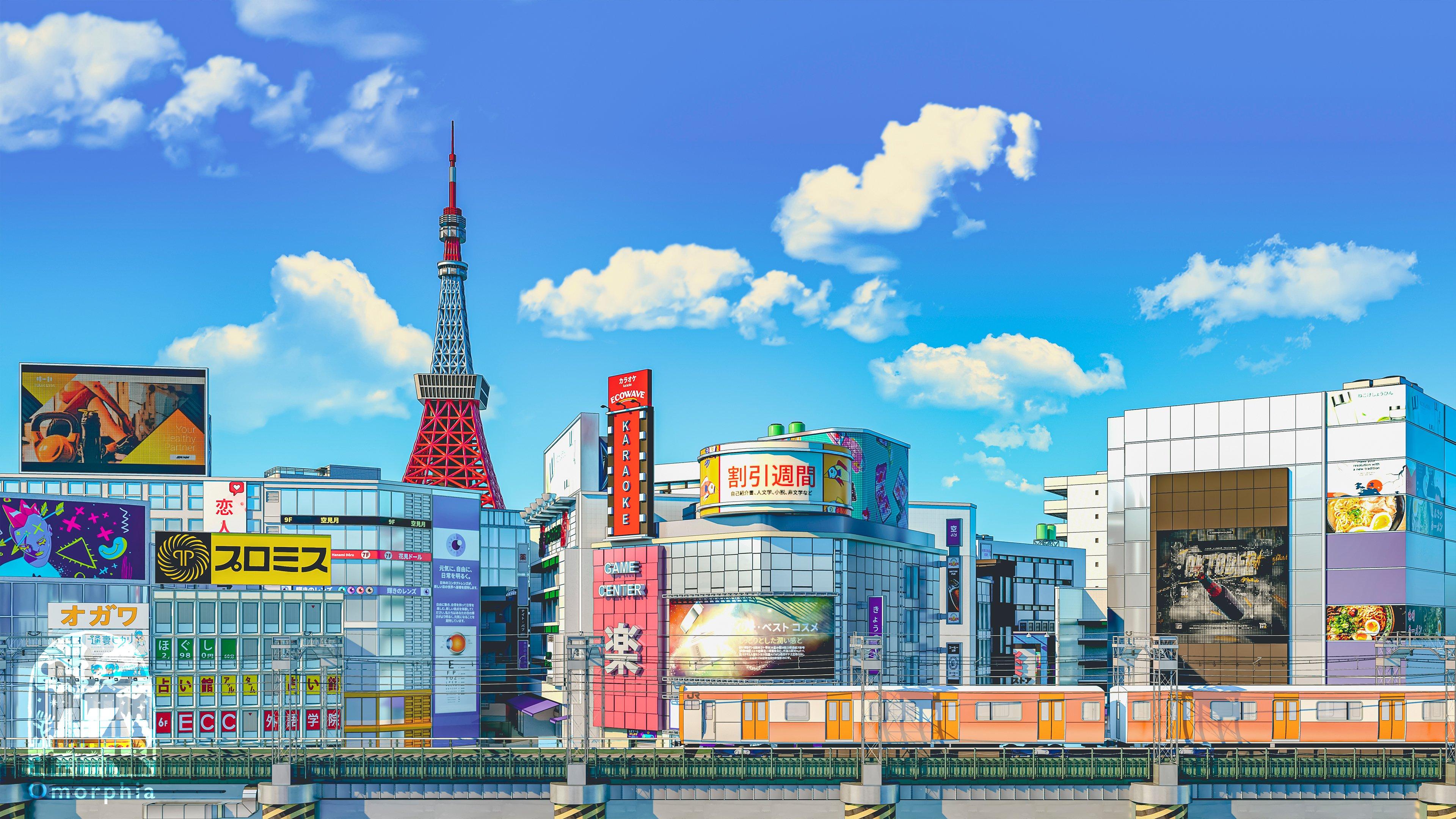 Tokyo, Anime Cityscape, Japan, Urban Scene Wallpaper in 4K resolution (3840x2160) Tokyo, Anime Cityscape, Japan, Urban Scene 4K Wallpaper Background (3840x2160)