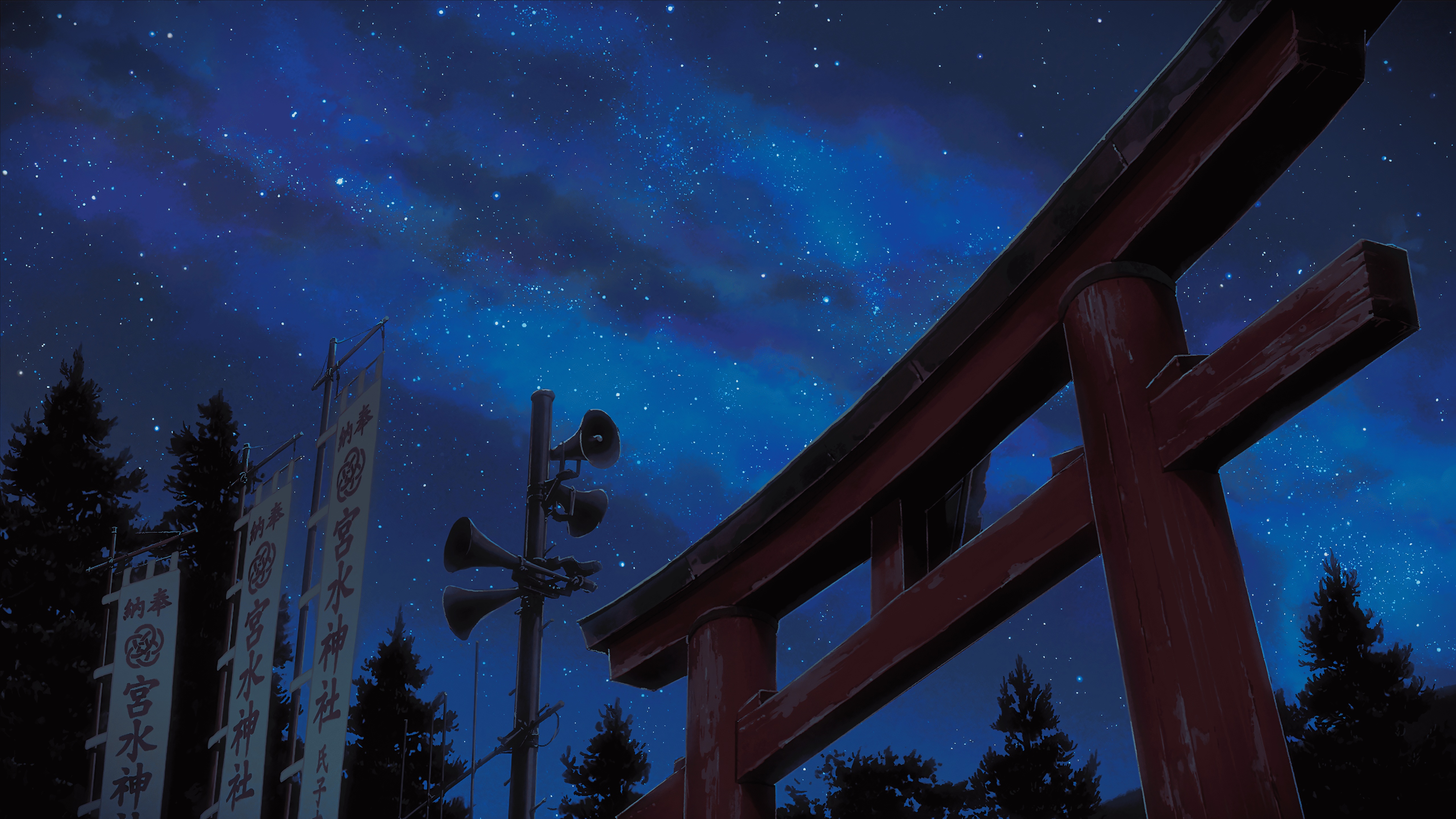 Torii Gate, Night Sky, Japanese Shrine, Anime Art Wallpaper in 4K resolution (5118x2878) Torii Gate, Night Sky, Japanese Shrine, Anime Art 4K Wallpaper Background (5118x2878)
