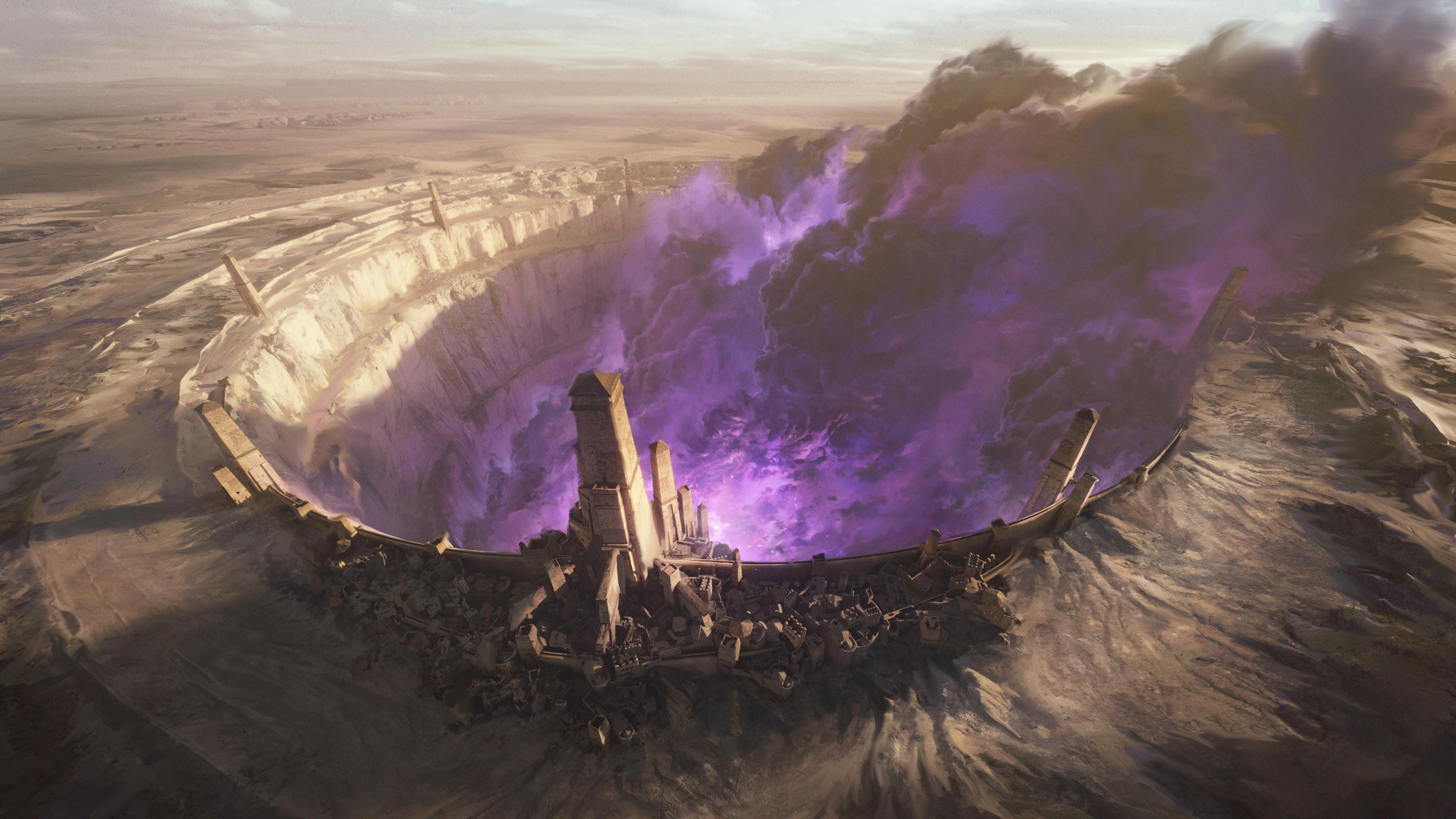 The Void Rift of Icathia - 4K Background The Void Rift of Icathia - Fantasy Concept Art 4K Wallpaper (3840x2160)