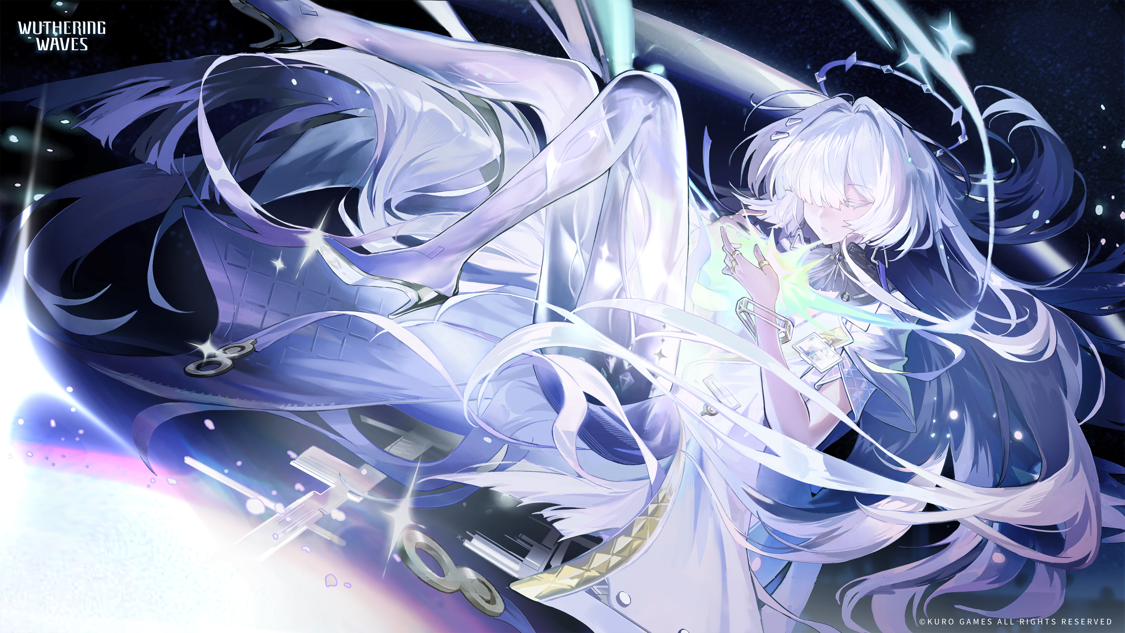 Wuthering Waves Floating Character Artwork - 4K Background Wuthering Waves Floating Character Artwork - Anime Digital Art 4K Wallpaper (3840x2160)